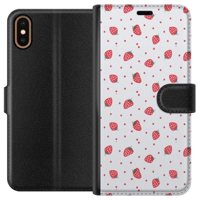 Portemonnee-hoesje voor Apple iPhone X met Aardbeien ontwerp