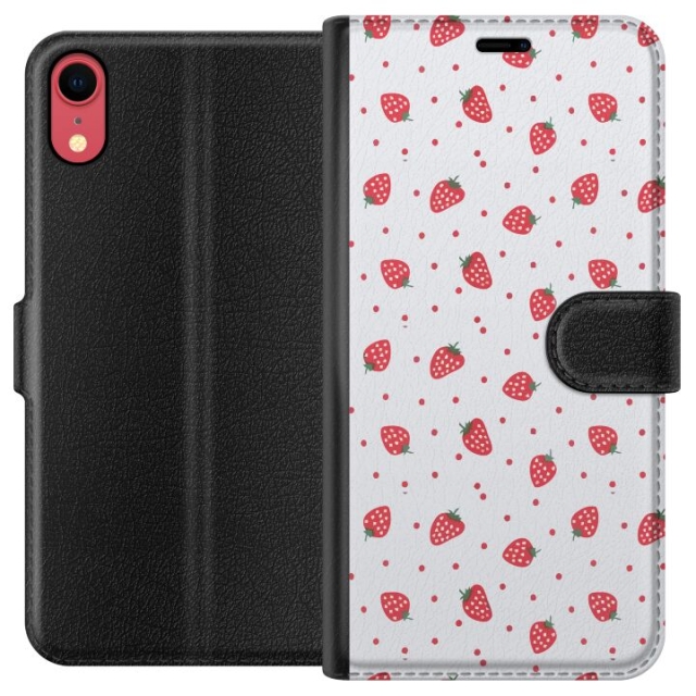 Portemonnee-hoesje voor Apple iPhone XR met Aardbeien ontwerp