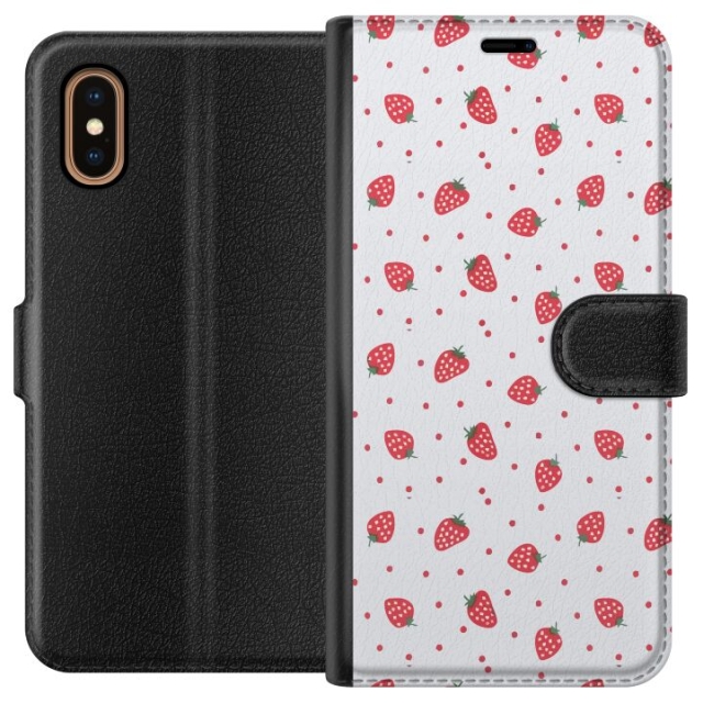Portemonnee-hoesje voor Apple iPhone XS Max met Aardbeien ontwerp
