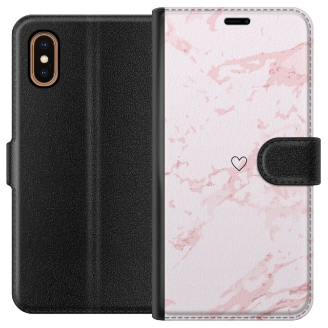 Portemonnee-hoesje voor Apple iPhone XS Max met Roze Hart ontwerp