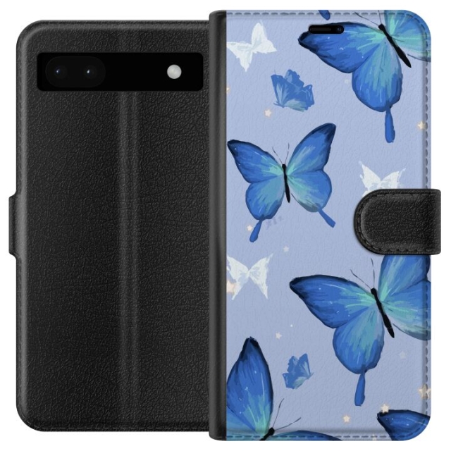 Portemonnee-hoesje voor Google Pixel 6a met Blauwe vlinders ontwerp