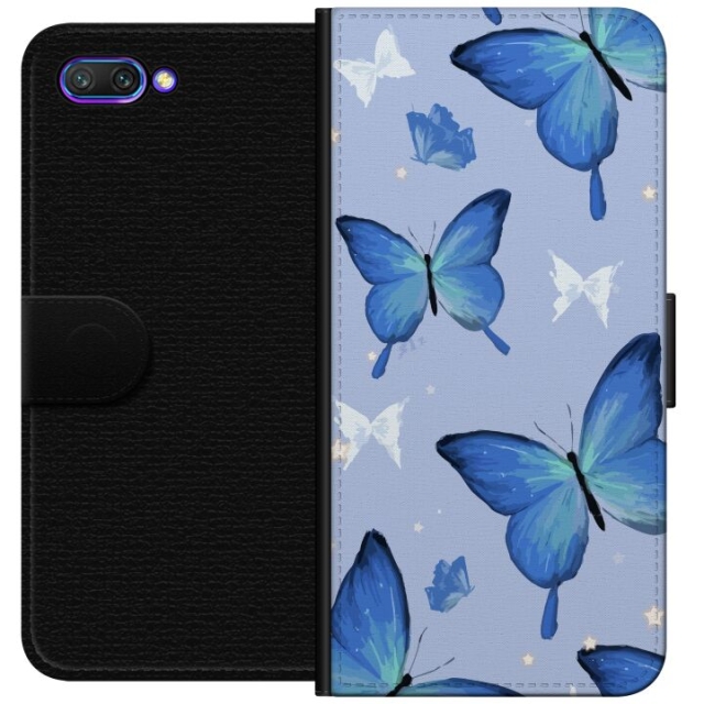 Portemonnee-hoesje voor Honor 10 met Blauwe vlinders ontwerp
