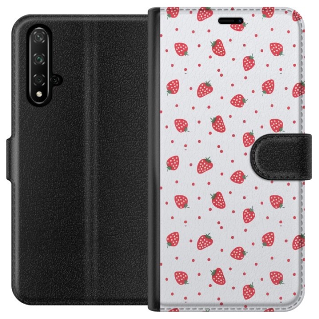 Portemonnee-hoesje voor Honor 20 met Aardbeien ontwerp
