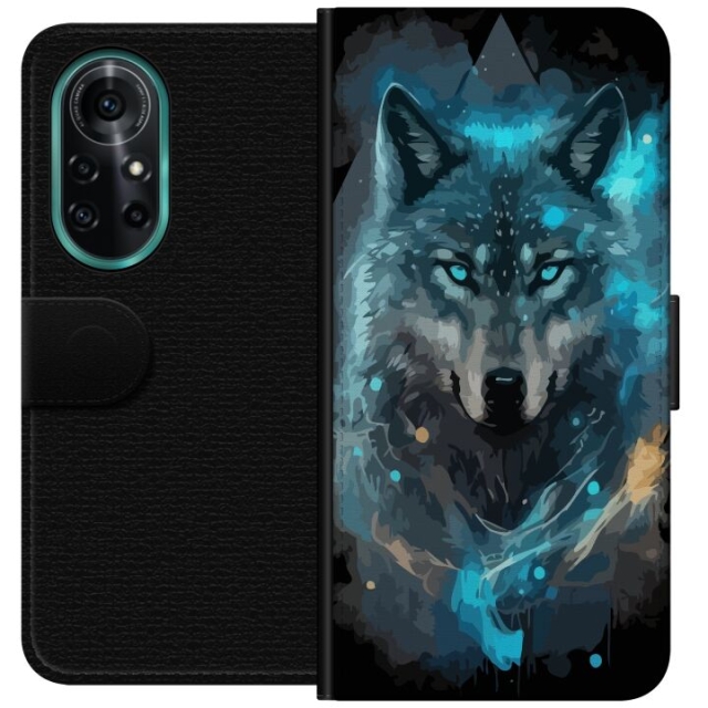 Portemonnee-hoesje voor Huawei nova 8 Pro met Wolf ontwerp