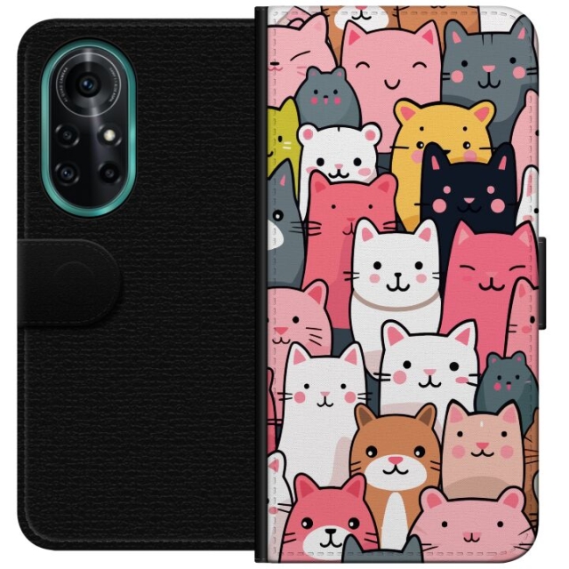 Portemonnee-hoesje voor Huawei nova 8 Pro met Kattenpatroon ontwerp
