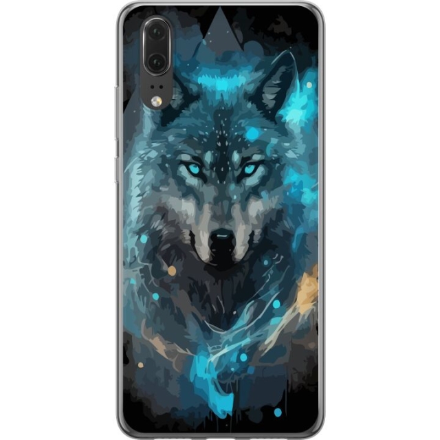 Mobiele hoes voor Huawei P20 met Wolf ontwerp