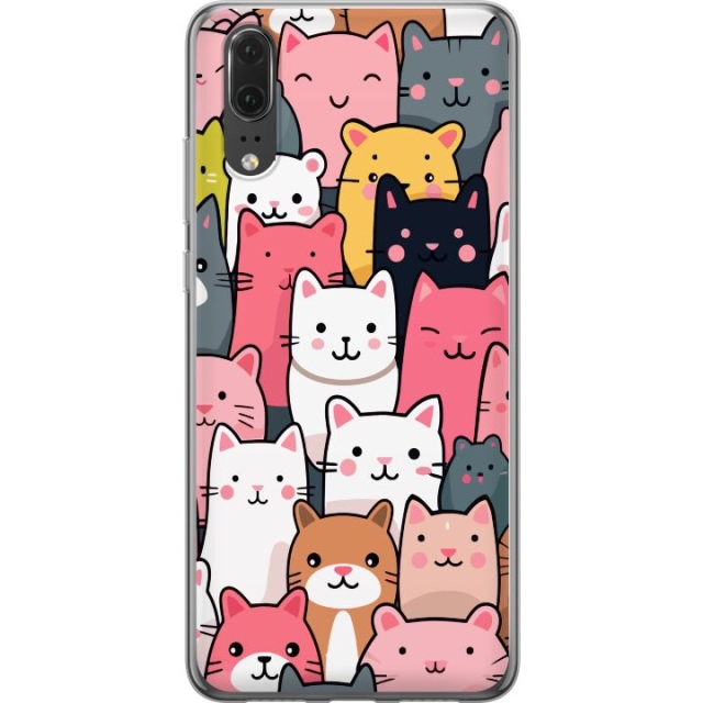 Mobiele hoes voor Huawei P20 met Kattenpatroon ontwerp