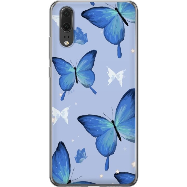 Mobiele hoes voor Huawei P20 met Blauwe vlinders ontwerp