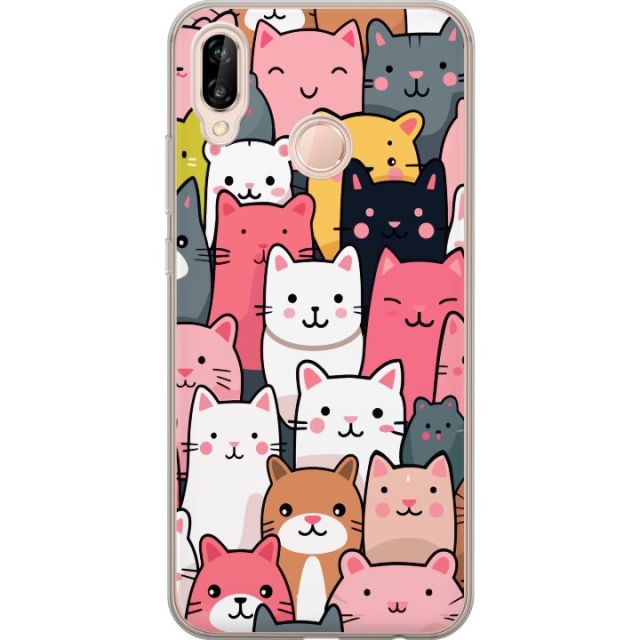 Mobiele hoes voor Huawei P20 lite met Kattenpatroon ontwerp
