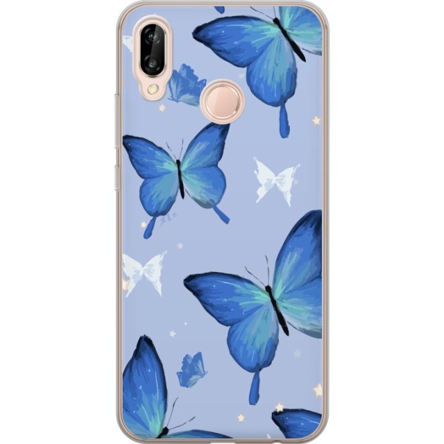 Mobiele hoes voor Huawei P20 lite met Blauwe vlinders ontwerp