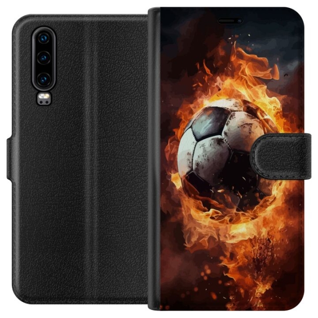 Portemonnee-hoesje voor Huawei P30 met Voetbal ontwerp