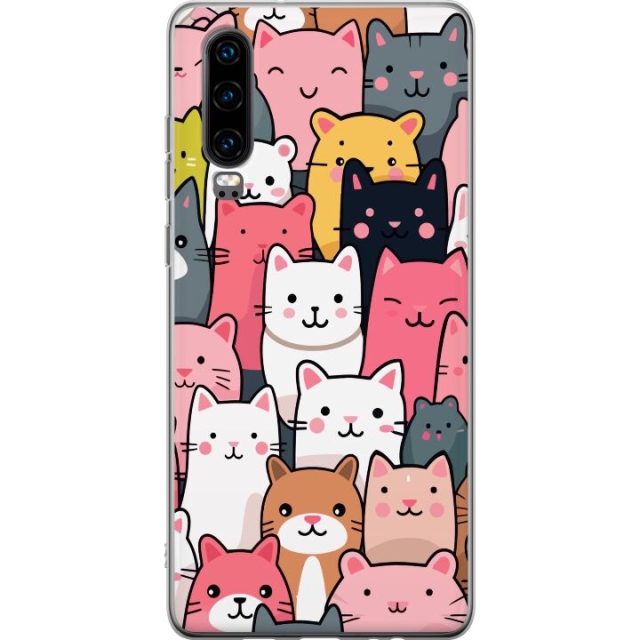 Mobiele hoes voor Huawei P30 met Kattenpatroon ontwerp