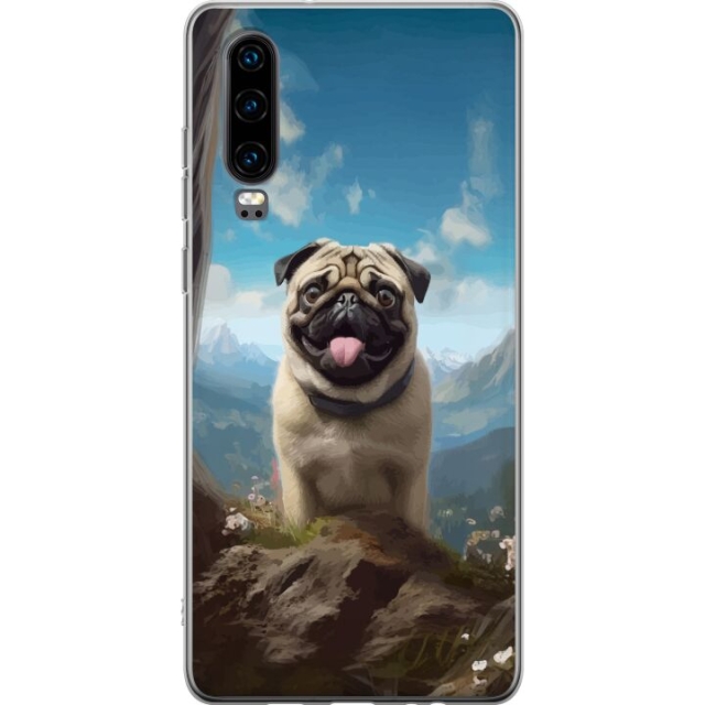 Mobiele hoes voor Huawei P30 met Blije Hond ontwerp