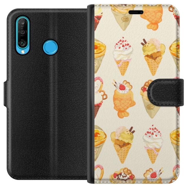 Portemonnee-hoesje voor Huawei P30 lite met Glasachtig ontwerp