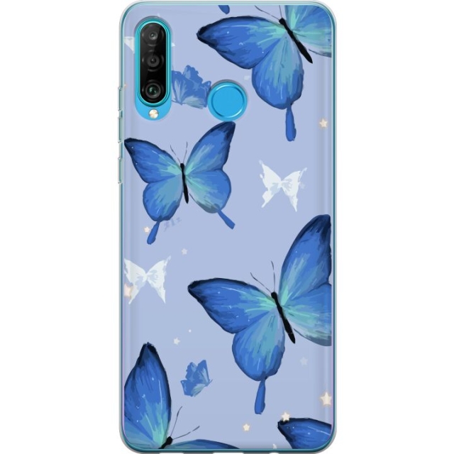 Mobiele hoes voor Huawei P30 lite met Blauwe vlinders ontwerp