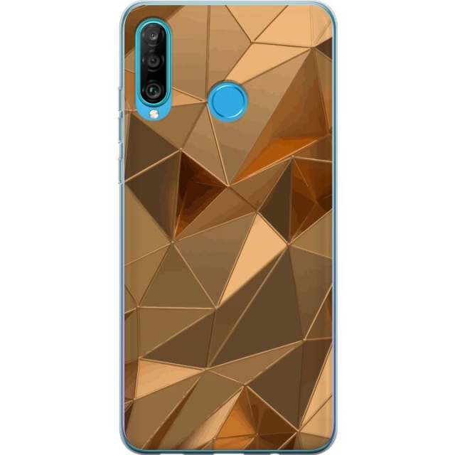 Mobiele hoes voor Huawei P30 lite met 3D Goud ontwerp