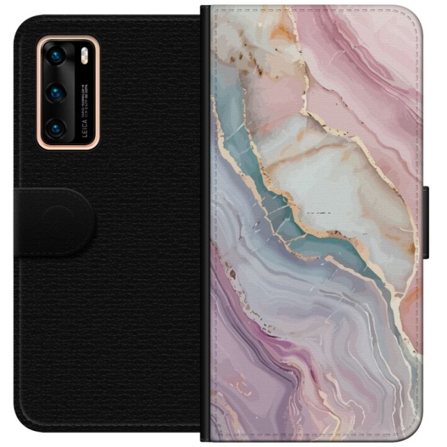 Portemonnee-hoesje voor Huawei P40 met Marmer ontwerp
