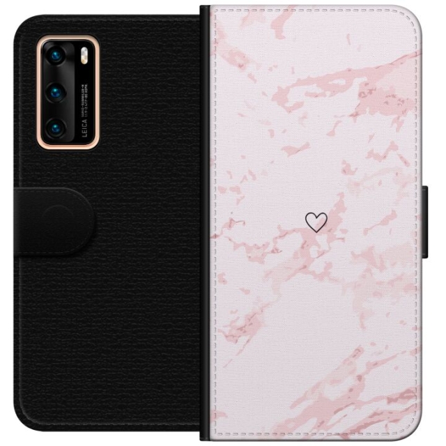 Portemonnee-hoesje voor Huawei P40 met Roze Hart ontwerp