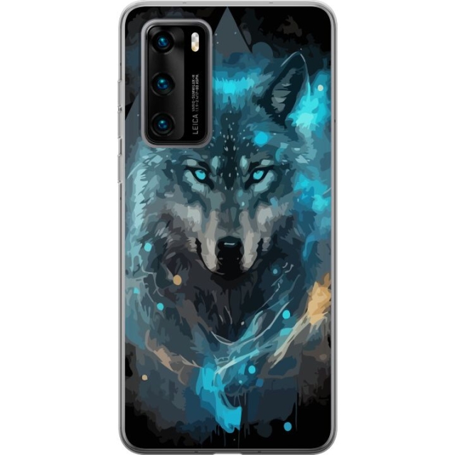Mobiele hoes voor Huawei P40 met Wolf ontwerp