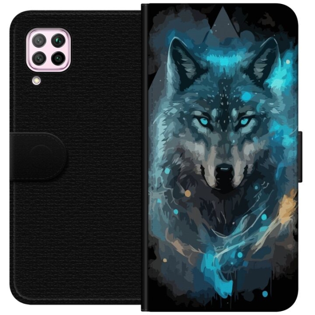 Portemonnee-hoesje voor Huawei P40 lite met Wolf ontwerp