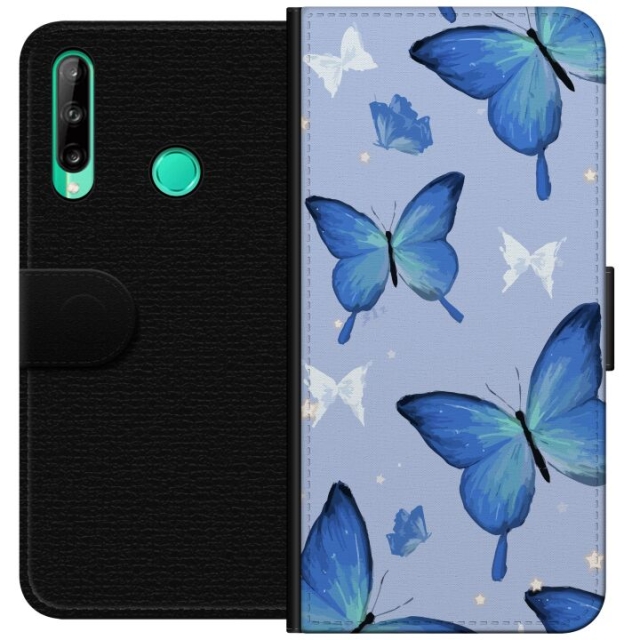 Portemonnee-hoesje voor Huawei P40 lite E met Blauwe vlinders ontwerp