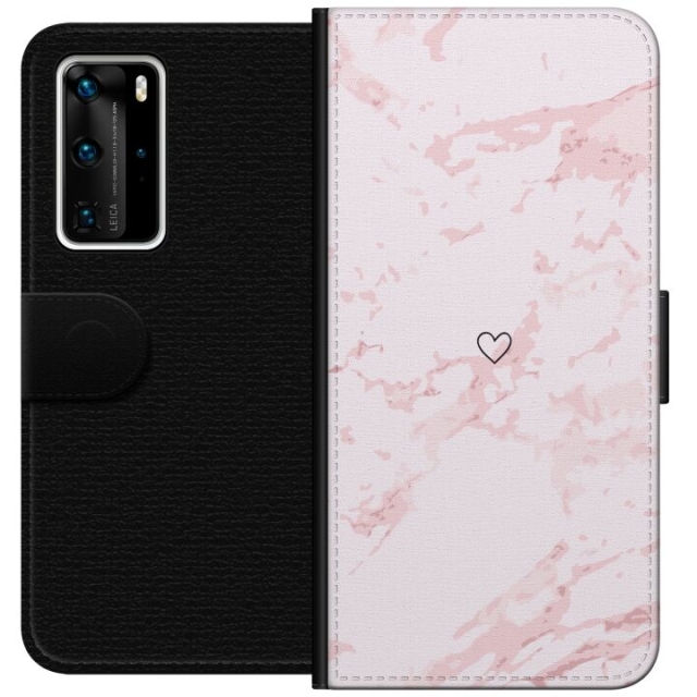 Portemonnee-hoesje voor Huawei P40 Pro met Roze Hart ontwerp