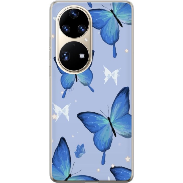 Mobiele hoes voor Huawei P50 Pro met Blauwe vlinders ontwerp