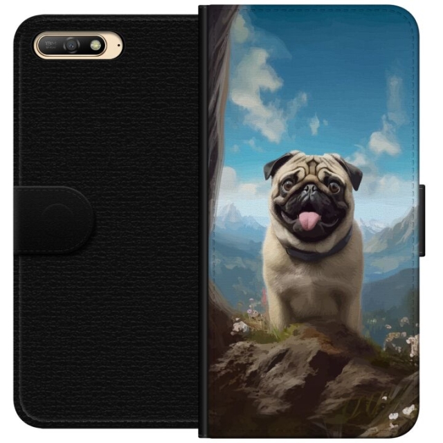 Portemonnee-hoesje voor Huawei Y6 (2018) met Blije Hond ontwerp