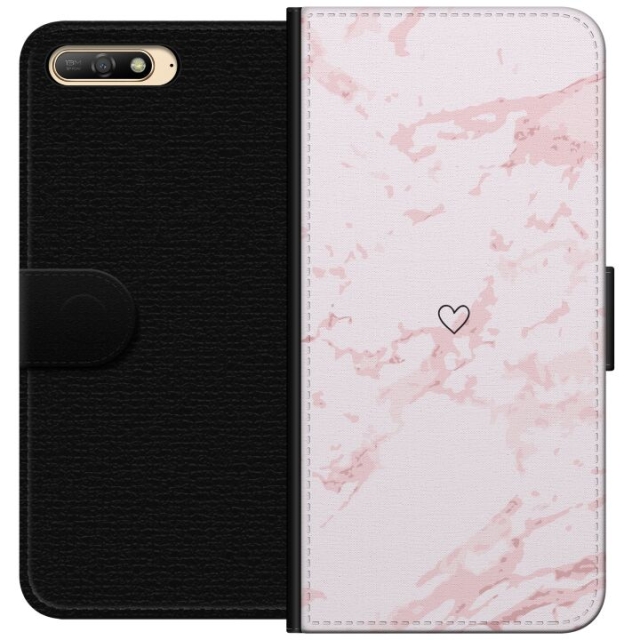 Portemonnee-hoesje voor Huawei Y6 (2018) met Roze Hart ontwerp