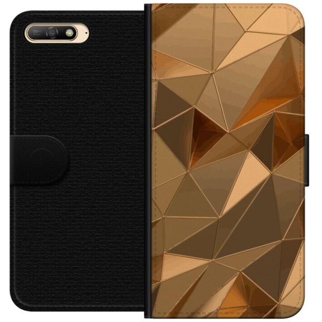 Portemonnee-hoesje voor Huawei Y6 (2018) met 3D Goud ontwerp