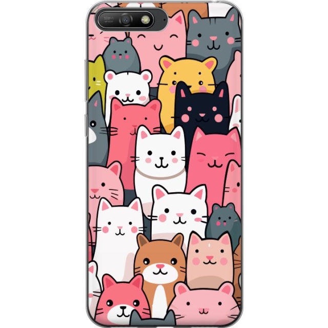 Mobiele hoes voor Huawei Y6 (2018) met Kattenpatroon ontwerp