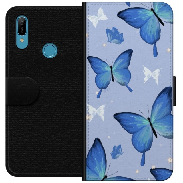 Portemonnee-hoesje voor Huawei Y6 (2019) met Blauwe vlinders ontwerp