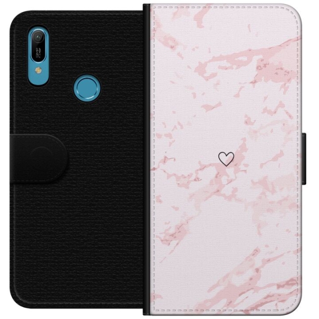 Portemonnee-hoesje voor Huawei Y6 (2019) met Roze Hart ontwerp