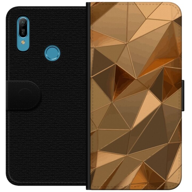 Portemonnee-hoesje voor Huawei Y6 (2019) met 3D Goud ontwerp