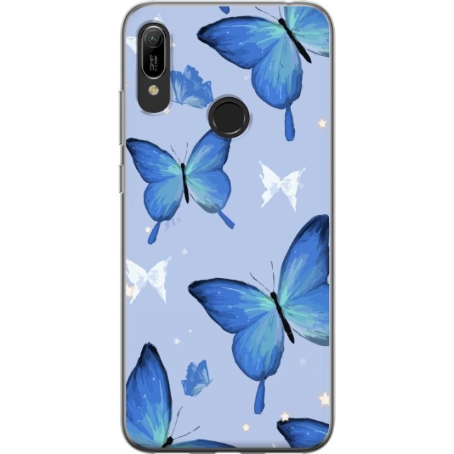 Mobiele hoes voor Huawei Y6 (2019) met Blauwe vlinders ontwerp
