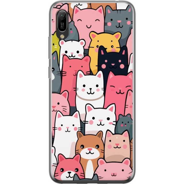 Mobiele hoes voor Huawei Y6 Pro (2019) met Kattenpatroon ontwerp