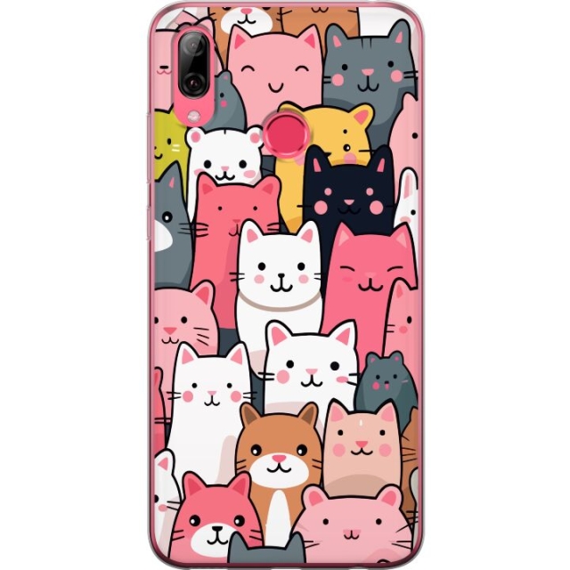 Mobiele hoes voor Huawei Y7 (2019) met Kattenpatroon ontwerp
