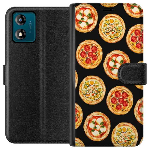 Portemonnee-hoesje voor Motorola Moto E13 met Pizza ontwerp