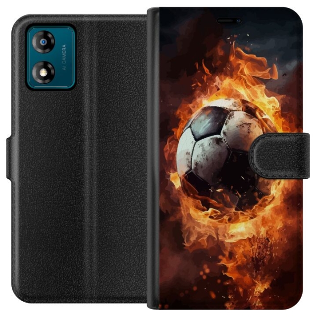 Portemonnee-hoesje voor Motorola Moto E13 met Voetbal ontwerp