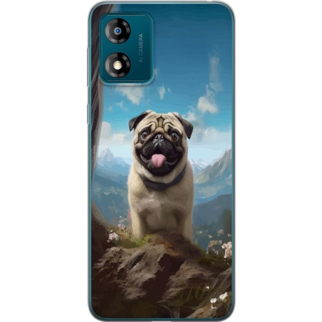 Mobiele hoes voor Motorola Moto E13 met Blije Hond ontwerp