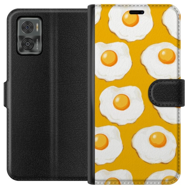 Portemonnee-hoesje voor Motorola Moto E22i met Gebakken ei ontwerp