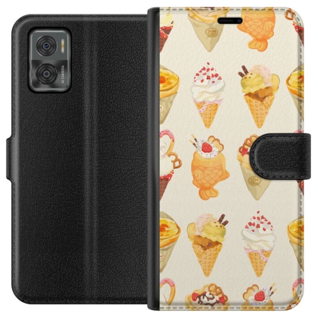 Portemonnee-hoesje voor Motorola Moto E22i met Glasachtig ontwerp