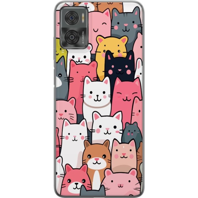 Mobiele hoes voor Motorola Moto E22i met Kattenpatroon ontwerp
