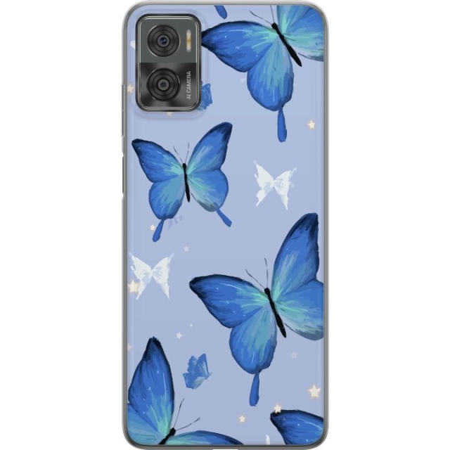 Mobiele hoes voor Motorola Moto E22i met Blauwe vlinders ontwerp