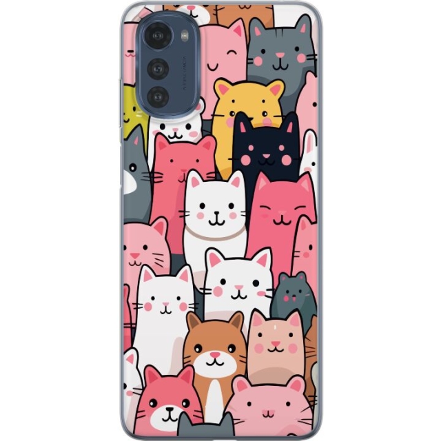 Mobiele hoes voor Motorola Moto E32s met Kattenpatroon ontwerp