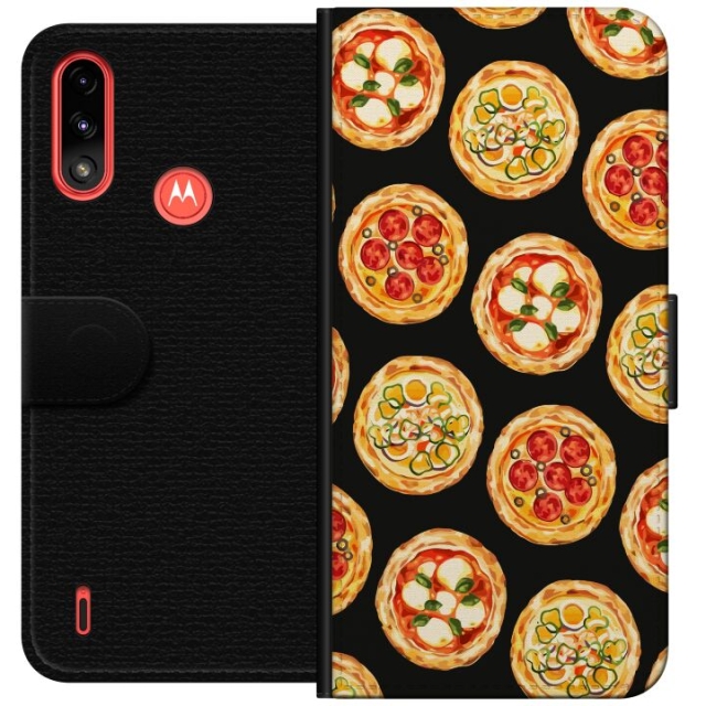 Portemonnee-hoesje voor Motorola Moto E7 Power met Pizza ontwerp