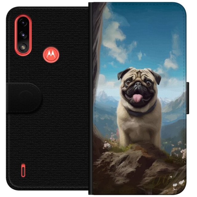 Portemonnee-hoesje voor Motorola Moto E7 Power met Blije Hond ontwerp