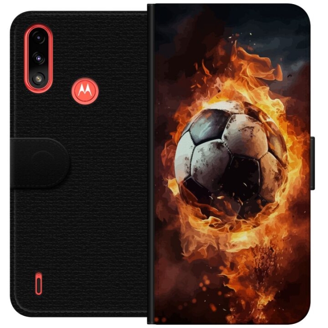 Portemonnee-hoesje voor Motorola Moto E7 Power met Voetbal ontwerp