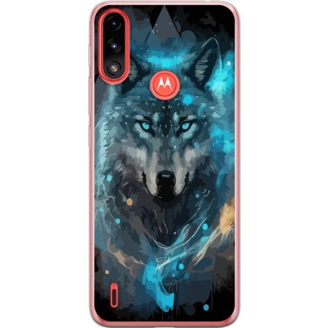 Mobiele hoes voor Motorola Moto E7 Power met Wolf ontwerp