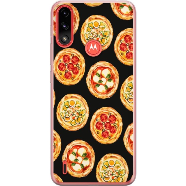 Mobiele hoes voor Motorola Moto E7 Power met Pizza ontwerp